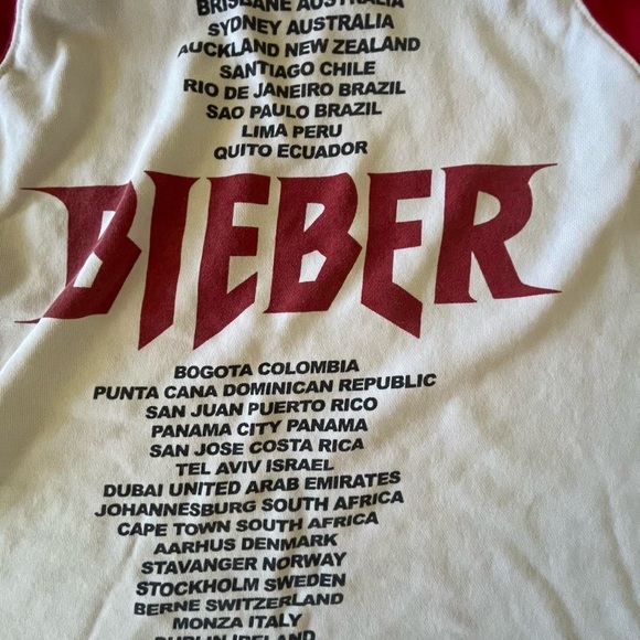 472-Bieber x Stadium Tour 2022 white and red hoodie Medium #justinbieber - Picture 7 of 7